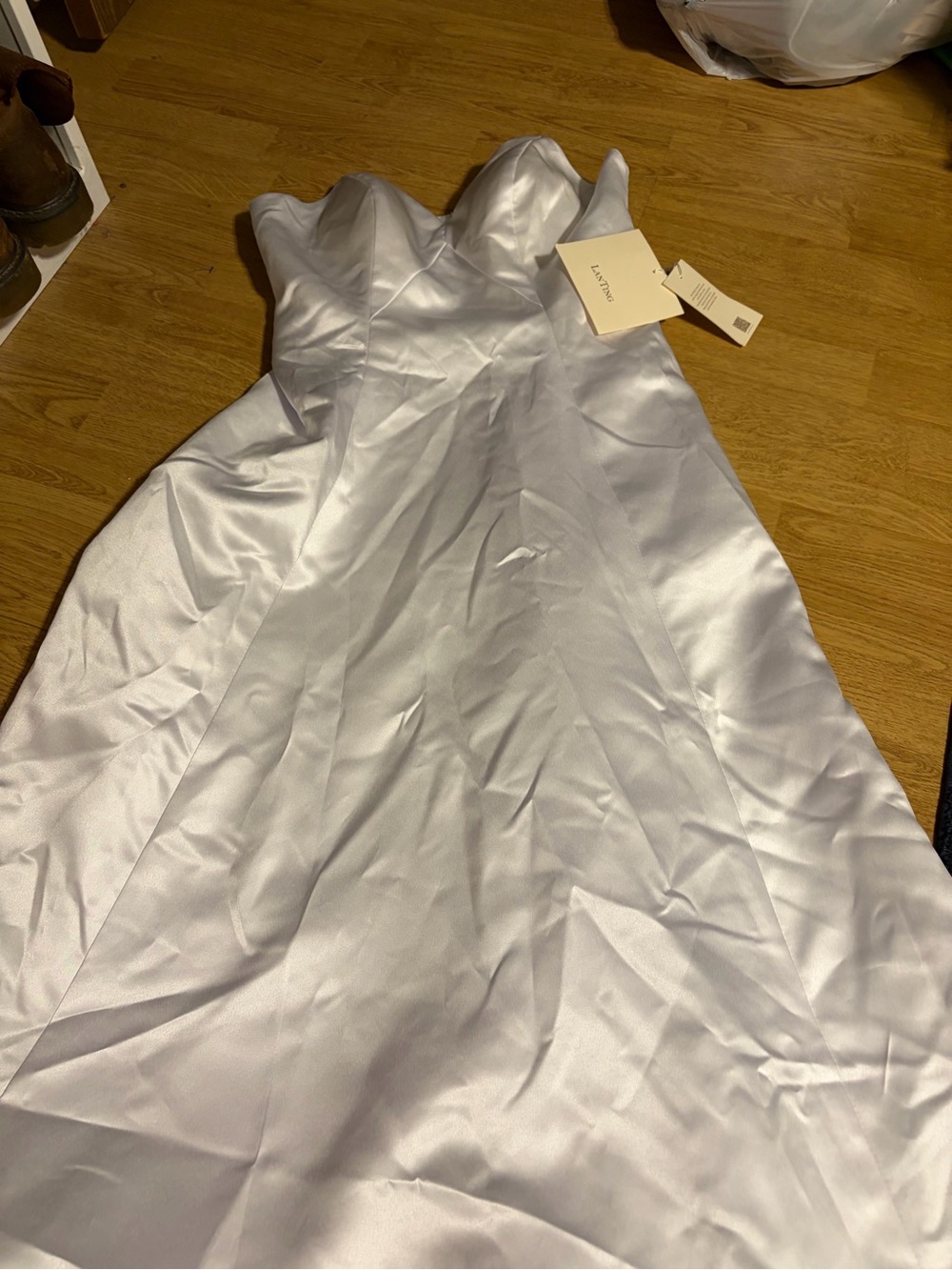 Lavish White Satin Strapless A-Line Wedding Gown